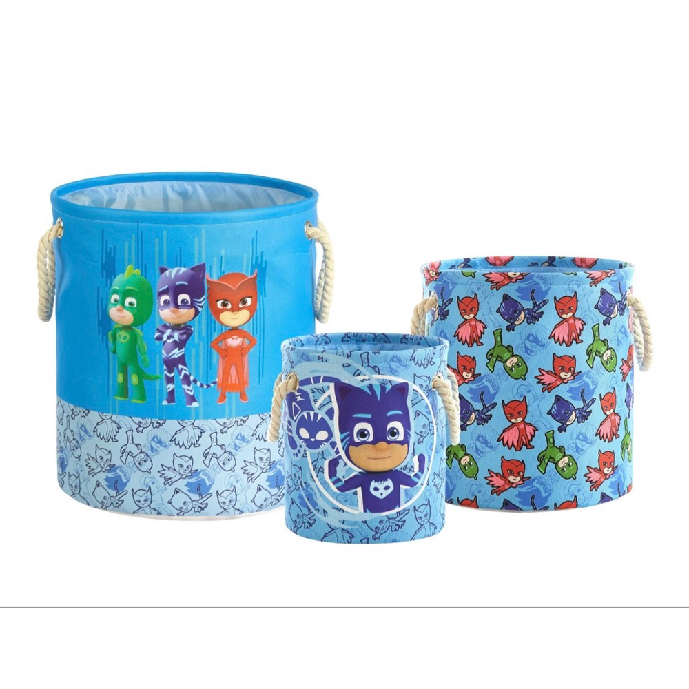 NEW PJ Masks Blue Green Nestable Storage Basket Set One Size